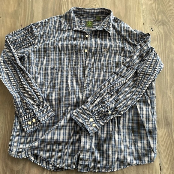 Timberland Mens Button Up Long Sleeved Plaid Shirt  size: XL - Picture 1 of 7